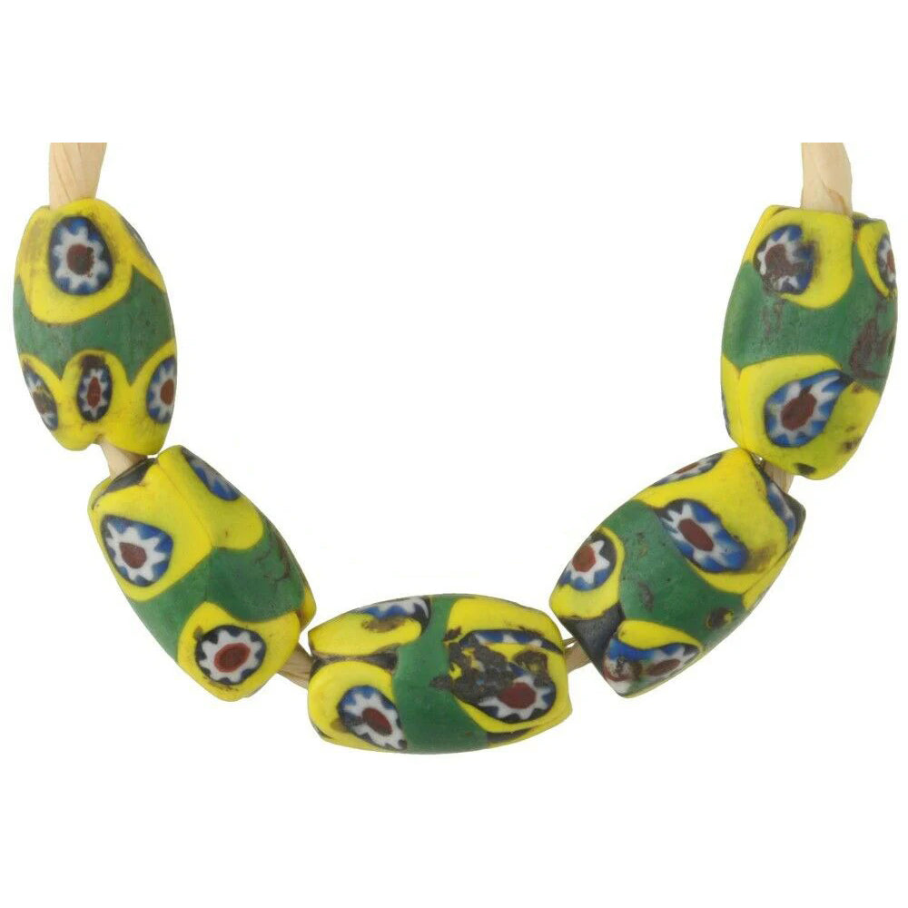 Rare Antique Banded Oval Millefiori Venetian Trade Beads