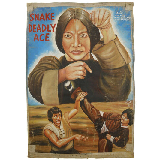 Snake Deadly Ace - Authentic Ghana Hand-Painted Martial Arts Movie Poster