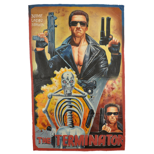 The Terminator Movie Poster - Authentic Ghanaian Hand-Painted Canvas Art