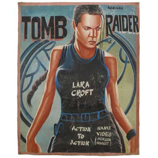 Tomb Raider Movie Poster Lara Croft - Hand-Painted In Ghana