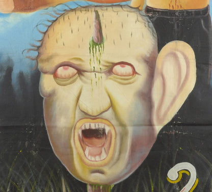 Zombie 2 Movie Poster - Hand Painted Horror Art From Ghana - close-up