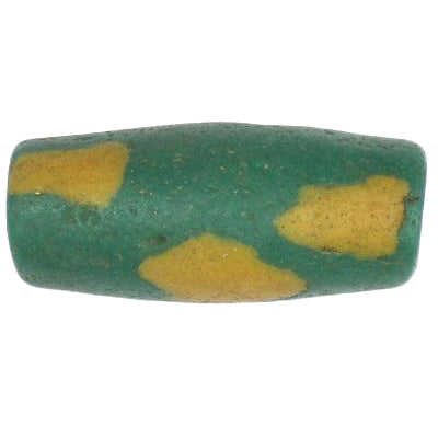 Very Rare Authentic Green Akoso Powder Glass Trade Bead 26×11 mm