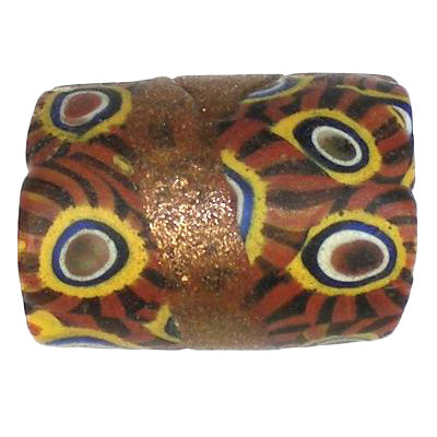 Rare Old Banded Millefiori Venetian Trade Bead With Aventurine, 16X11Mm