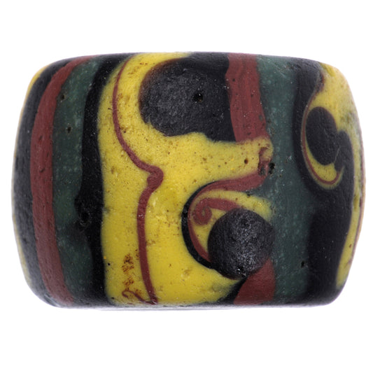Antique Black Fancy Venetian Glass Trade Bead With Trail Decoration