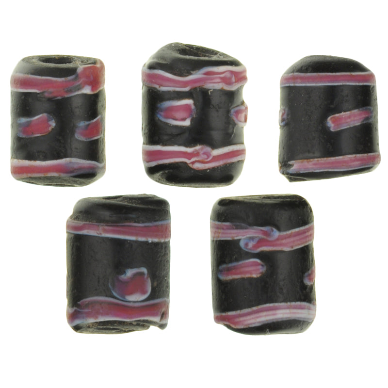 Antique Black Venetian Fancy Lampwork Glass Trade Beads, African Trade