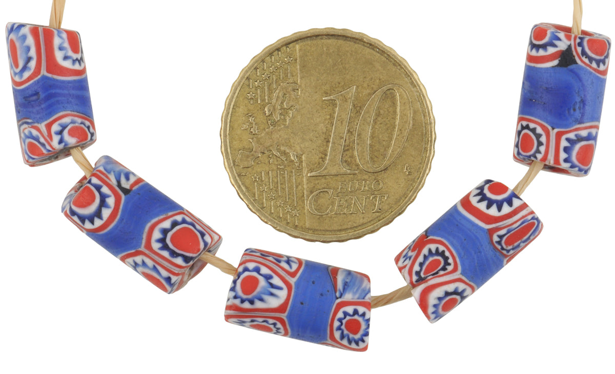 Rare Blue Banded Antique Venetian Millefiori African Trade Beads - alternate view