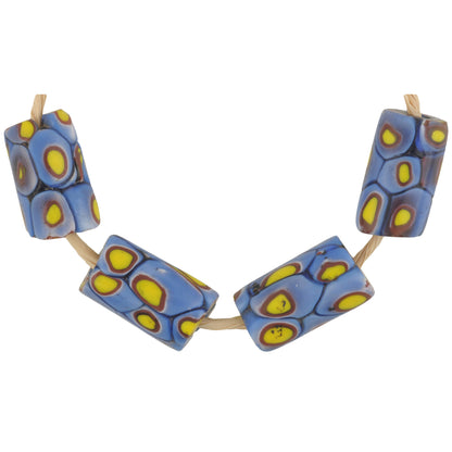 Antique Venetian Millefiori Mosaic Glass African Trade Beads - enhanced texture view