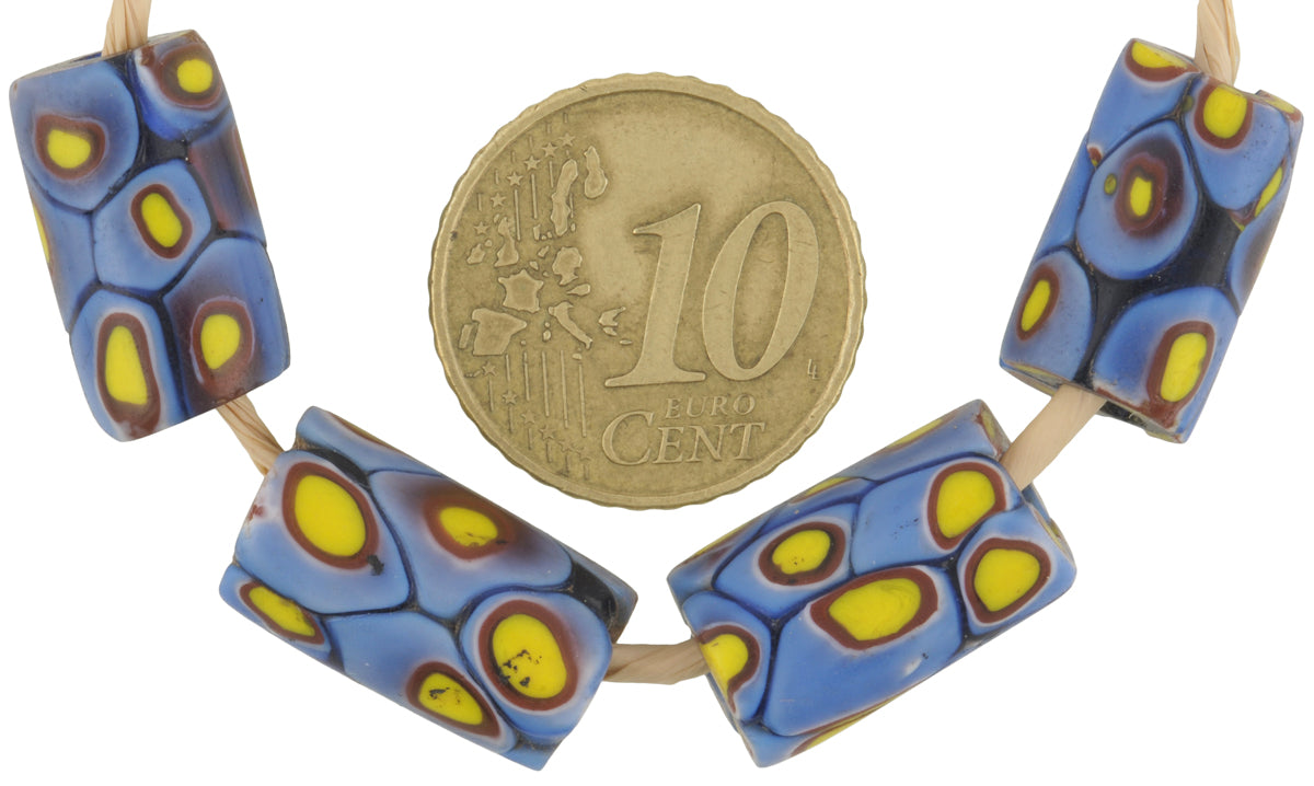 Antique Venetian Millefiori Mosaic Glass African Trade Beads - surface close-up