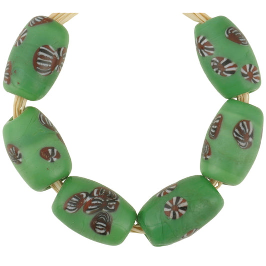 Vintage Millefiori Oval Czech Mosaic Glass Trade Beads (13Mm)