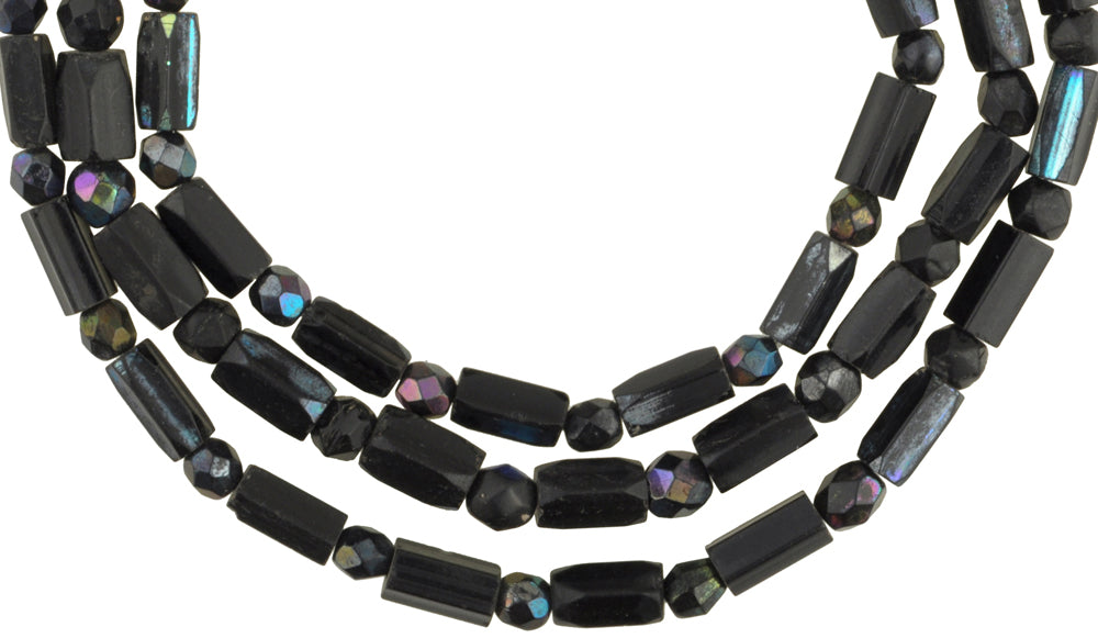 Vintage Fumed Faceted Bohemian Czech Glass African Trade Beads - alternate view