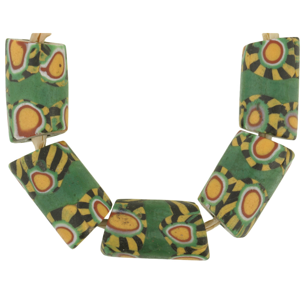 Antique Green Banded Venetian Millefiori African Trade Beads