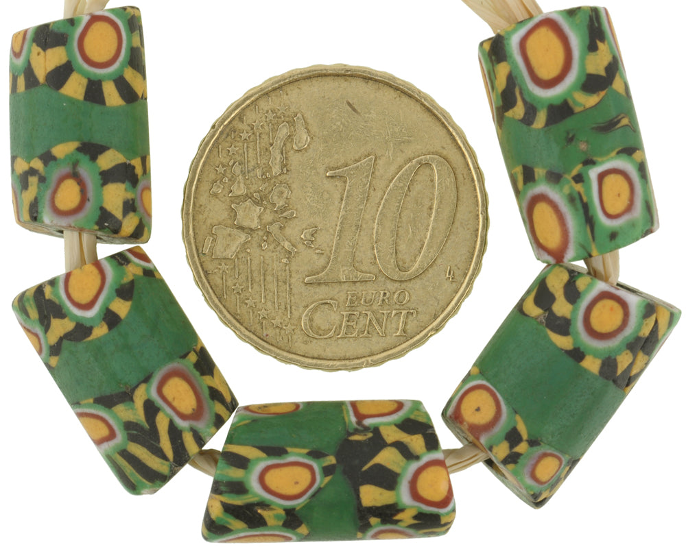 Antique Green Banded Venetian Millefiori African Trade Beads - alternate view