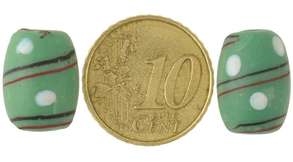 Rare Antique Green "Eye" Venetian Lampwork Glass Trade Beads 15X11Mm - alternate view