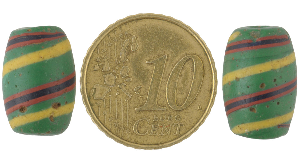 Rare Antique "Swirl" Fancy Venetian Lampwork Glass Trade Beads - 15X10Mm - alternate view