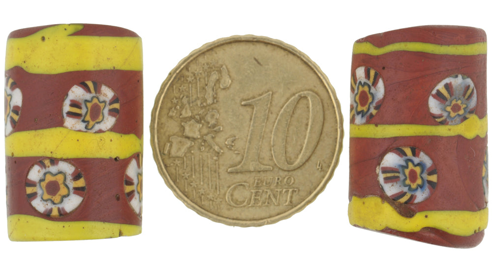 Rare Antique Venetian Millefiori Mosaic Trade Beads, 21-22Mm, African Trade - alternate view