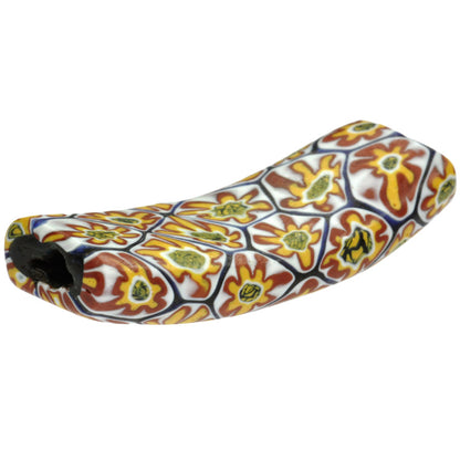 Rare Old Large Curved Tabular Venetian Millefiori Mosaic Glass Trade Bead