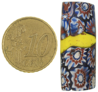 Antique Large Banded Millefiori Venetian Mosaic Glass Trade Bead - African Trade Beads - alternate view