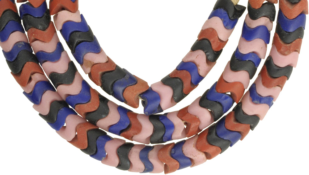 Old Large Snake Chain Bohemian Czech Glass Trade Beads 9Mm - alternate view