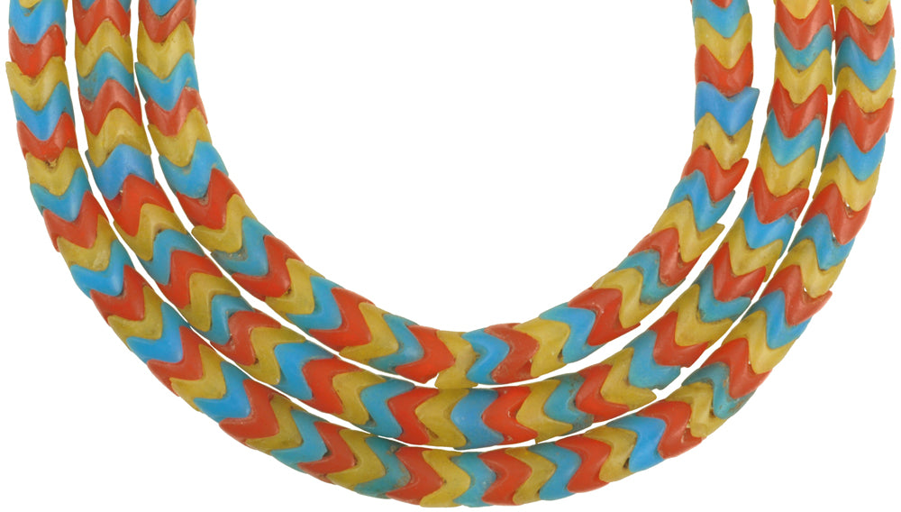 Old Bohemian "Snake Chain" Glass Trade Beads, 25" Strand - alternate view