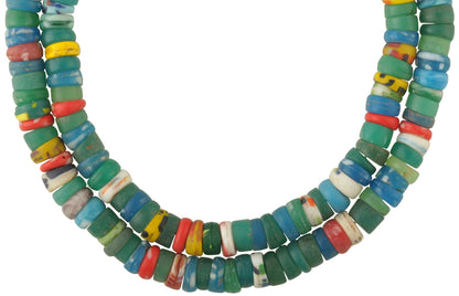 Medium Old Bohemian/Czech Molded Glass African Trade Beads, 9-10Mm - close-up