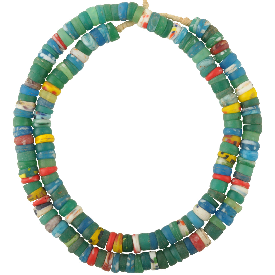 Medium Old Bohemian/Czech Molded Glass African Trade Beads, 9-10Mm