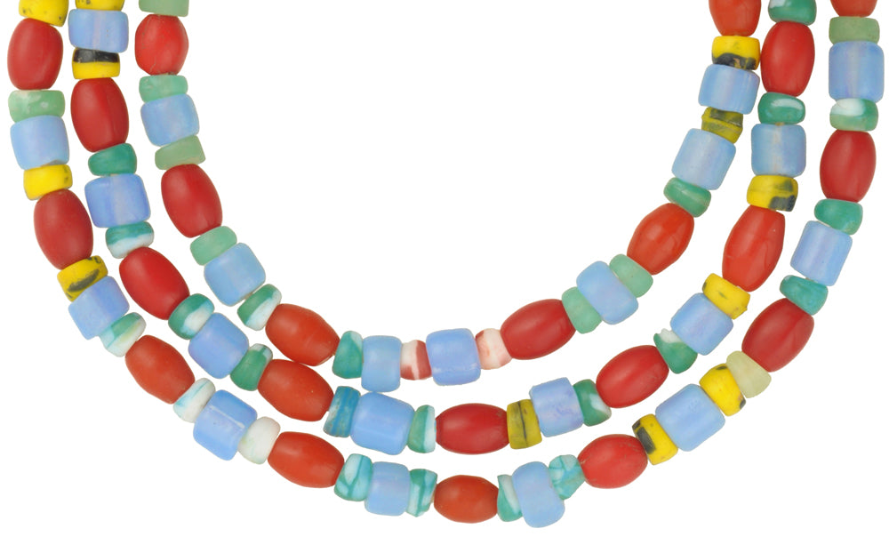 Vintage African Trade Beads - Old Bohemian/Czech Glass Mix, 27.5" - close-up