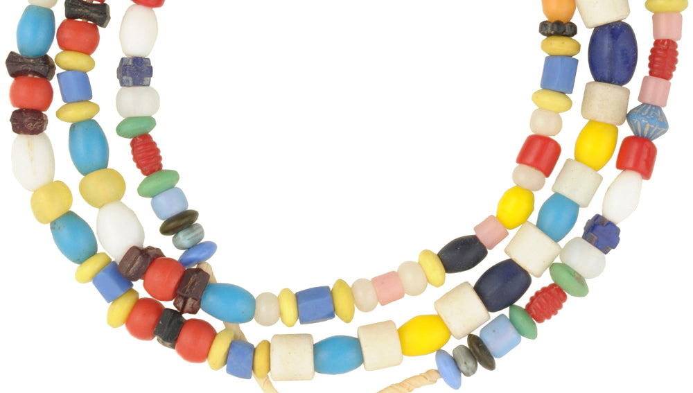 Old Bohemian/Czech Glass Trade Beads, 4-7Mm, Vintage Strand - alternate view