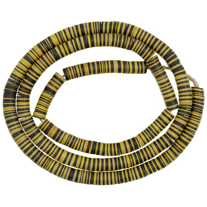 Old Bohemian/Czech Black & Yellow Vulcanite Disks African Trade Beads
