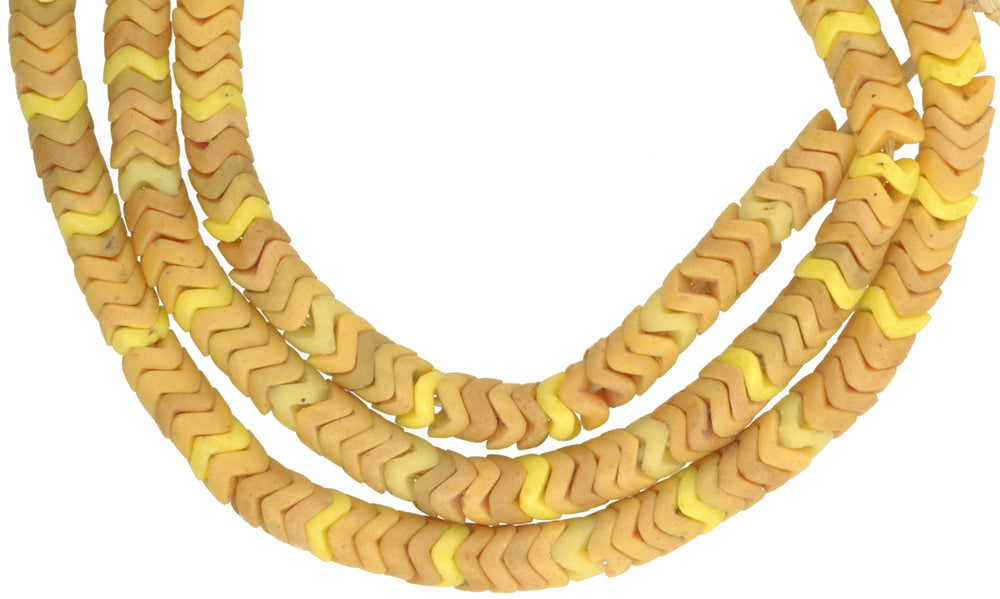 Vintage Yellow Snake Chain Bohemian/Czech Glass Trade Beads, 6Mm - alternate view