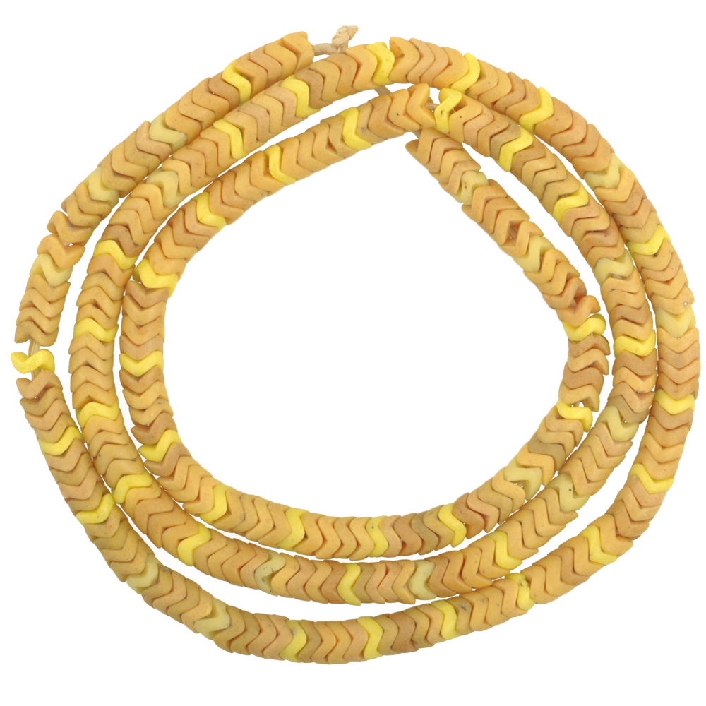 Vintage Yellow Snake Chain Bohemian/Czech Glass Trade Beads, 6Mm