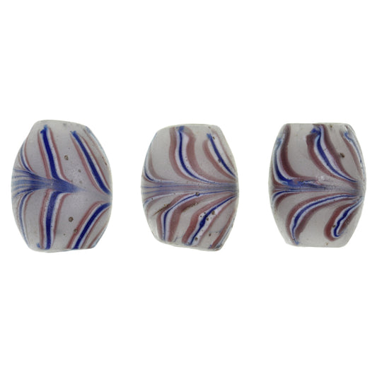 Antique Oval Feather Venetian Lampwork Glass Trade Beads 11-12Mm