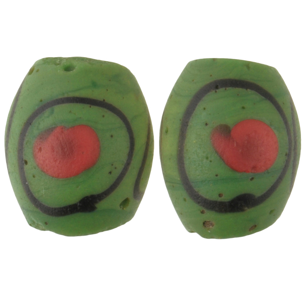 Rare Antique Black "Eye" Venetian Lampwork Glass Trade Beads Pair