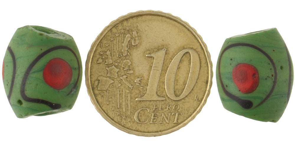 Rare Antique Black "Eye" Venetian Lampwork Glass Trade Beads Pair - alternate view