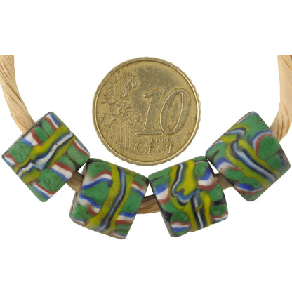 Rare Antique Banded Millefiori Venetian Mosaic Glass Trade Beads - alternate view