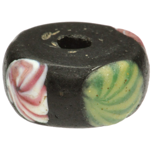Rare Antique Black "Fancy" Venetian Glass Trade Bead With Trail Decoration