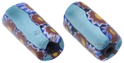 Rare Old Venetian Millefiori Mosaic Glass Trade Beads - 18X9Mm - alternate view