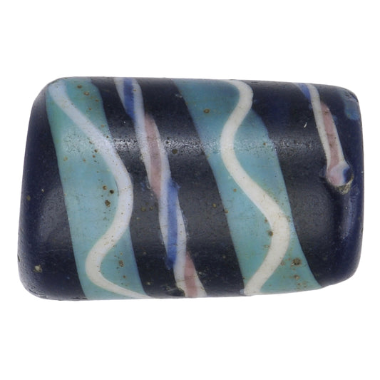 Rare Antique Blue "Fancy" Venetian Lampwork Bead With Trail Decoration