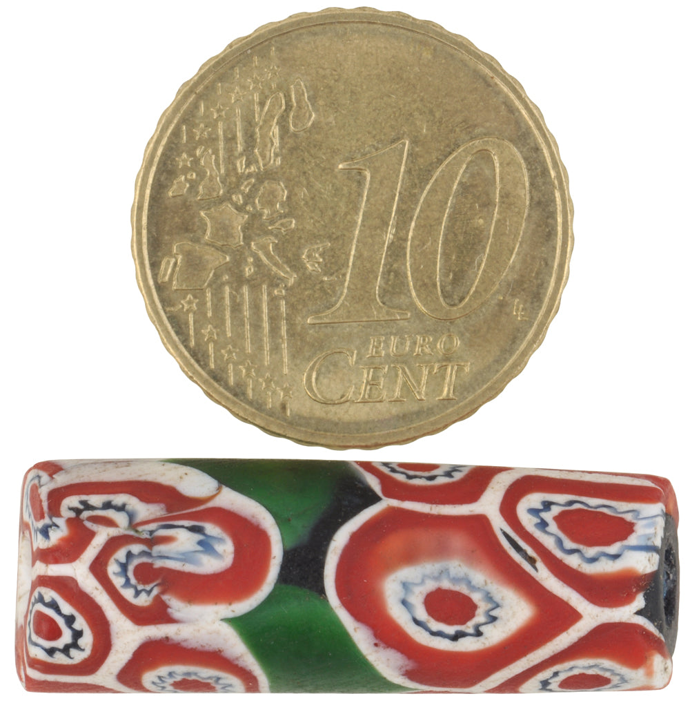 Rare Large Green Banded Antique Millefiori Venetian Trade Bead - alternate view