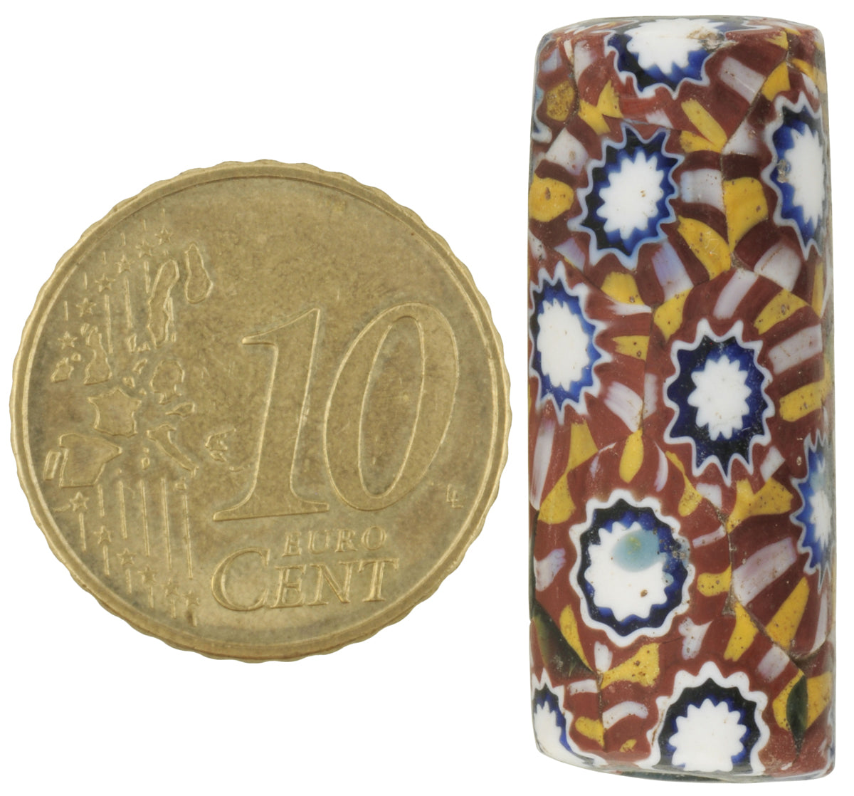 Antique Venetian Millefiori Mosaic Glass African Trade Bead 29X12Mm - alternate view