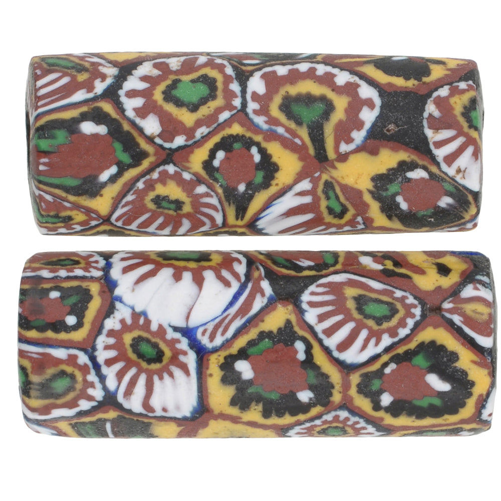 Antique Large Venetian Millefiori African Trade Beads, 27-28Mm, Rare Mosaic Glass