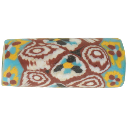 Rare Antique Venetian Millefiori Mosaic Glass Trade Bead, 21 X 9 Mm