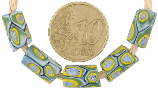 Antique Venetian Millefiori Mosaic Glass Trade Beads, Early 1900S, 11-12Mm - alternate view