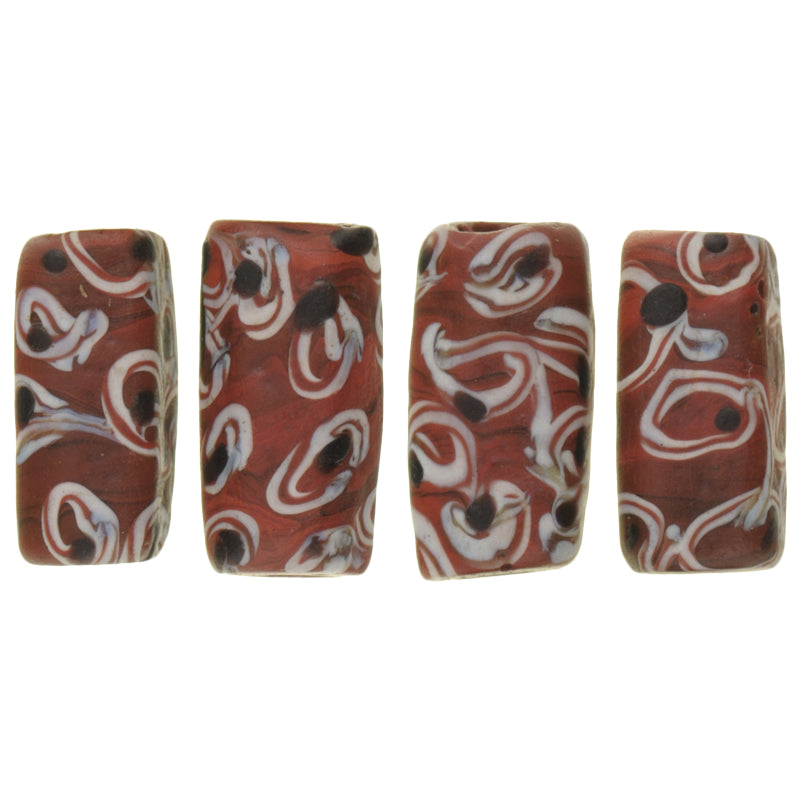Antique Rectangular Fancy Eye Venetian Wound Glass Trade Beads - African Trade