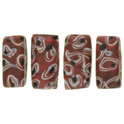 Antique Rectangular Fancy Eye Venetian Wound Glass Trade Beads - African Trade