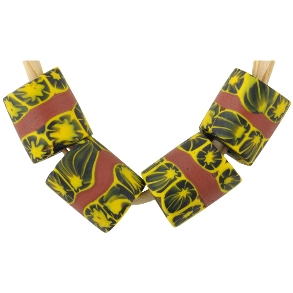 Antique Banded Venetian Millefiori African Trade Beads, 13Mm Mosaic Glass