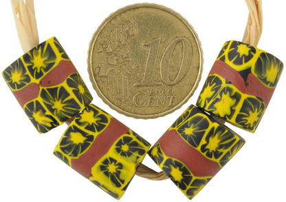 Antique Banded Venetian Millefiori African Trade Beads, 13Mm Mosaic Glass - alternate view