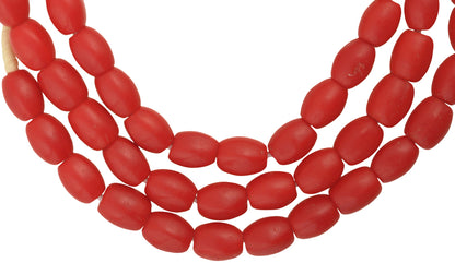 Vintage Red Oval Bohemian Czech Glass Trade Beads, 7Mm - alternate view