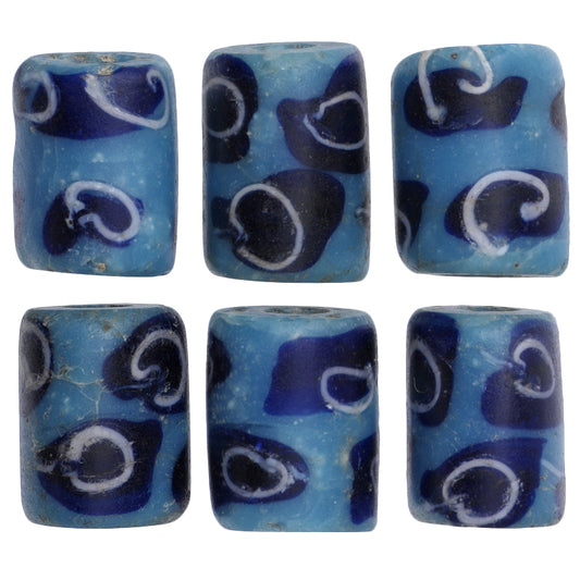 Antique Blue Fancy Venetian Lampwork Glass Trade Beads - African Trade