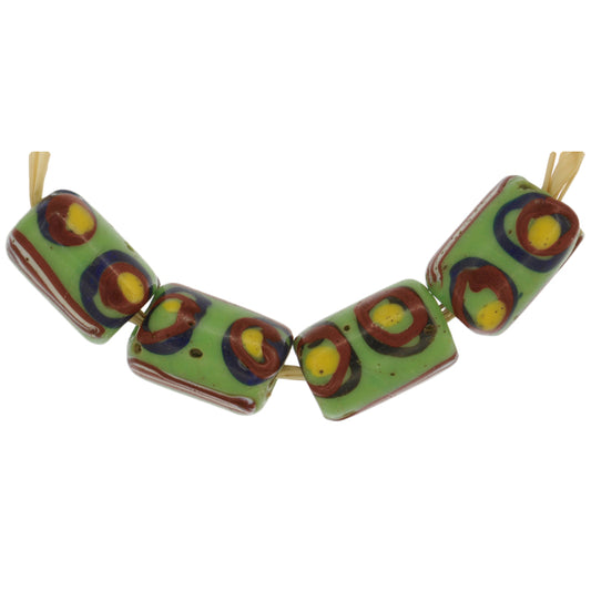 Antique Green "Eye" Venetian Lampwork Glass Trade Beads 11X8Mm