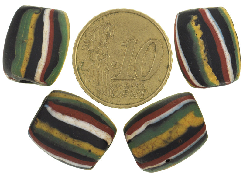 Antique Black Striped Venetian Wound Glass African Trade Beads 16Mm - alternate view